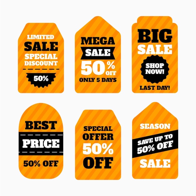 Free vector flat design sale tags pack