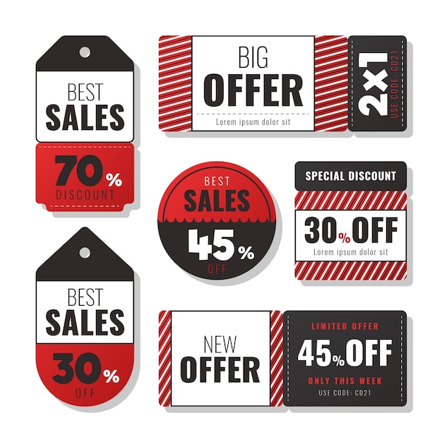 Free vector flat design sale tags set