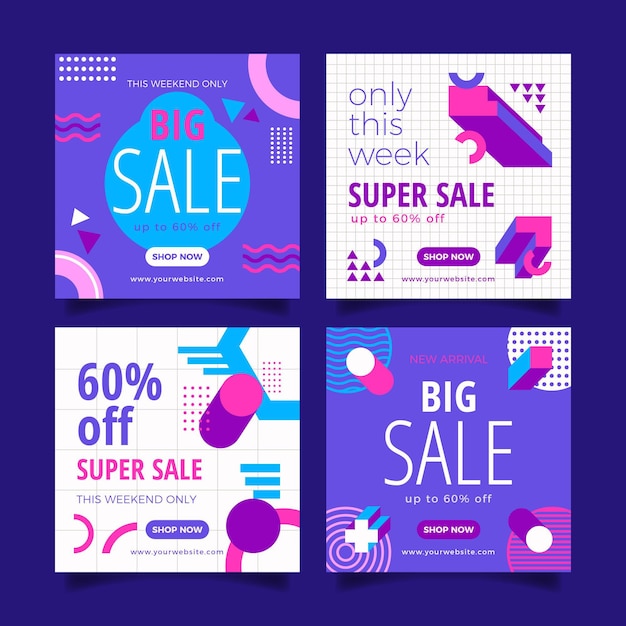 Free vector flat design sales instagram posts pack