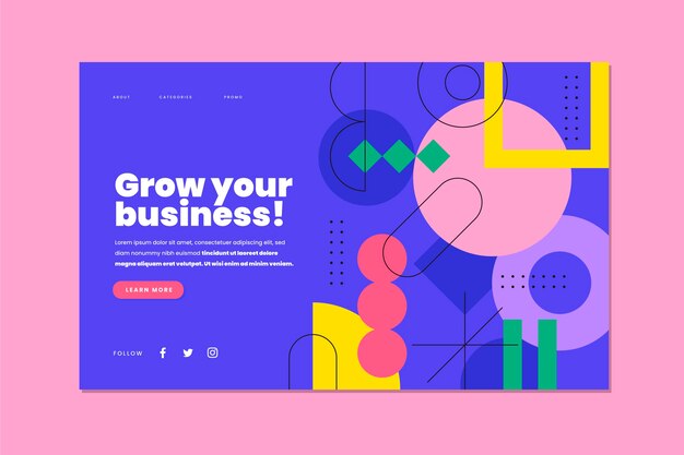 Flat design sales landing page template