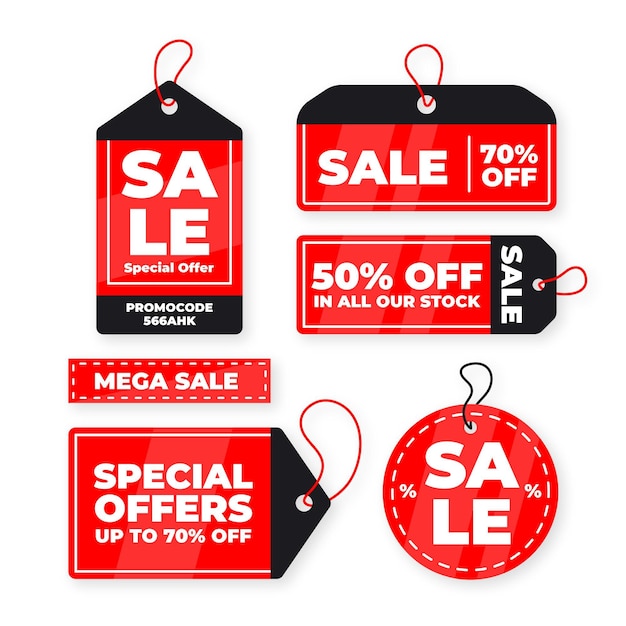 Flat design sales tag collection