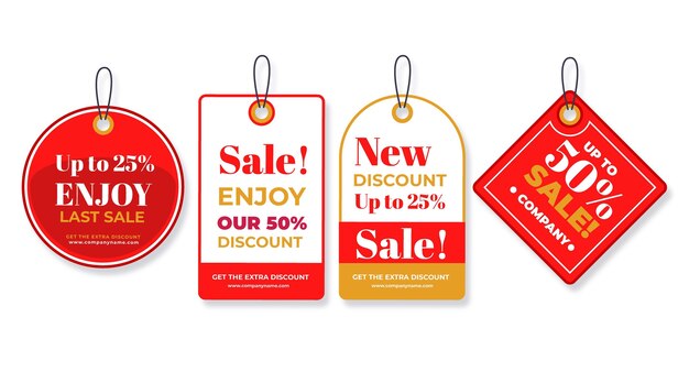 Flat design sales tag pack