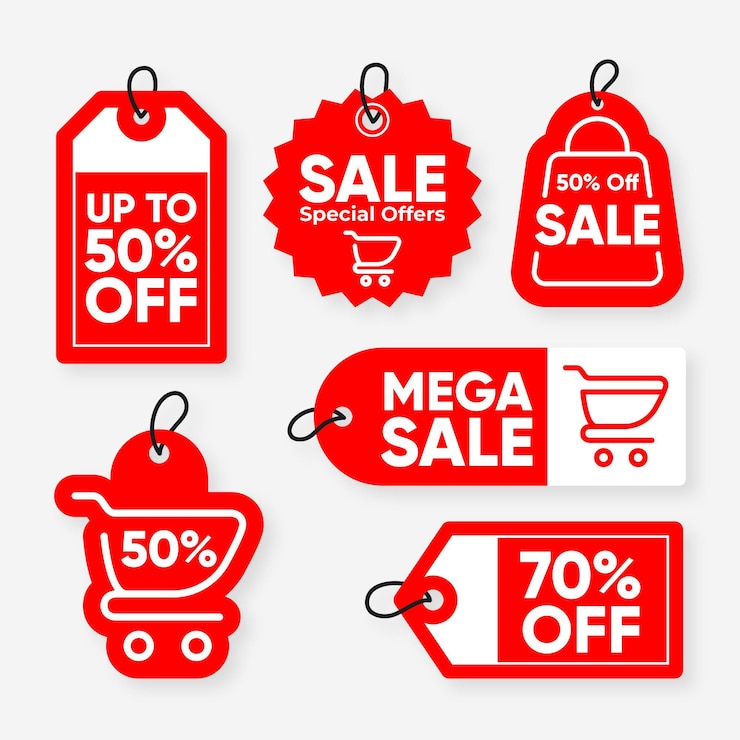 Free Vector flat design sales tag set