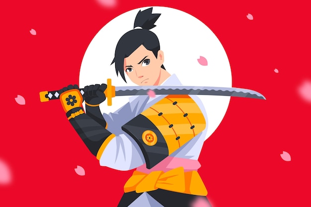 Flat design samurai background