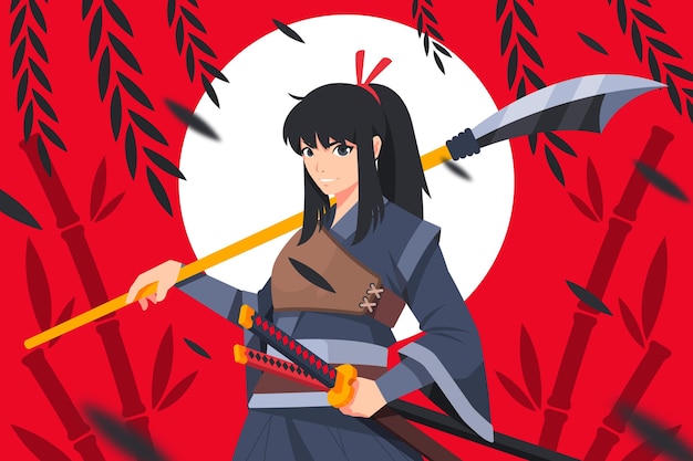 Free vector flat design samurai background