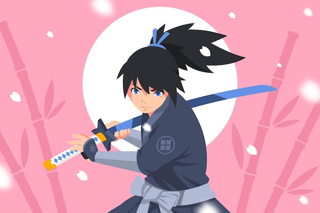 Flat design samurai background