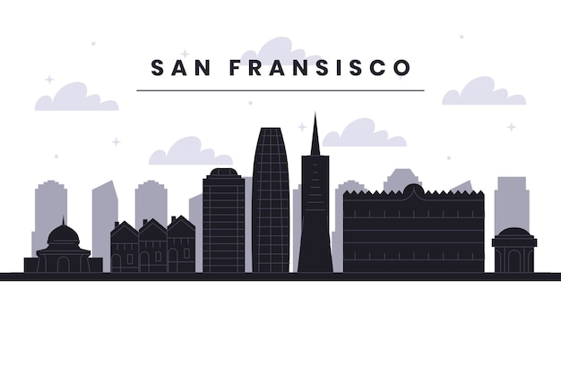 Free vector flat design san francisco skyline silhouette