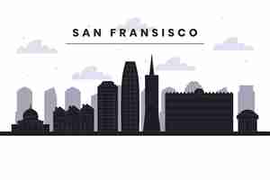 Vettore gratuito sagoma skyline di san francisco design piatto