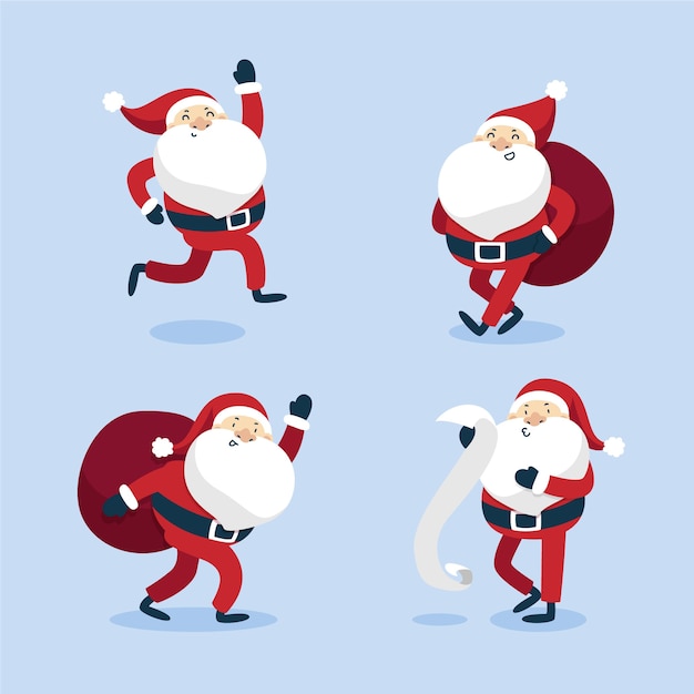 Free vector flat design santa claus character collection