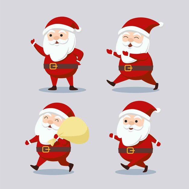 Flat design santa claus character collection