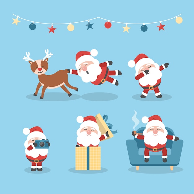 Free vector flat design santa claus character collection