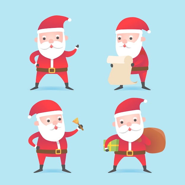 Flat design santa claus character collection