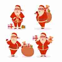 Free vector flat design santa claus character collection