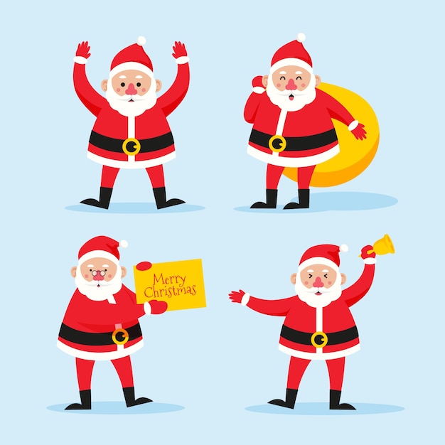 Free vector flat design santa claus character collection