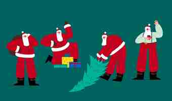 Free vector flat design santa claus character collection