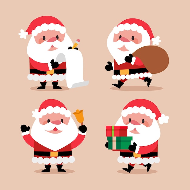 Collezione di personaggi di babbo natale design piatto