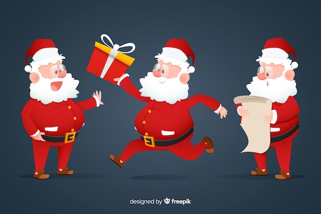 Free vector flat design santa claus character collection