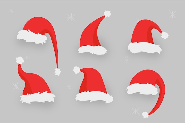 Flat design santa claus hat collection