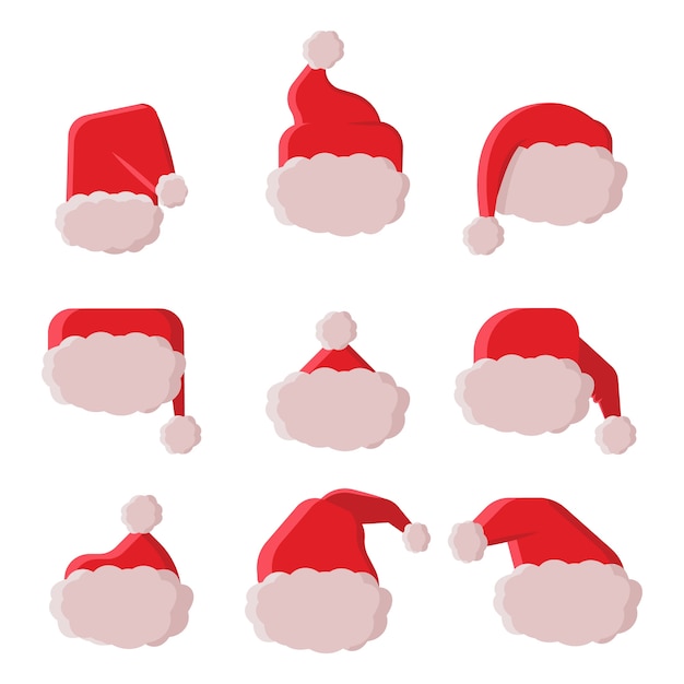 Flat design santa claus hat collection