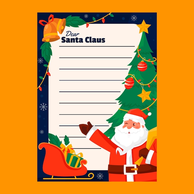 Free vector flat design santa letter template