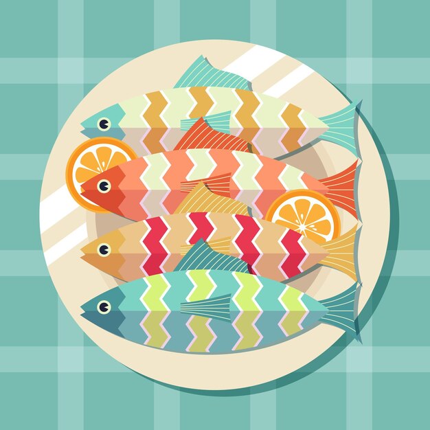 Flat design sardine illustration