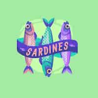 Vettore gratuito illustrazione di sardine design piatto