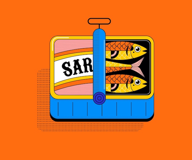 Illustrazione di sardine design piatto