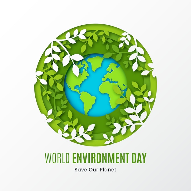 Free vector flat design save the planet and leaves