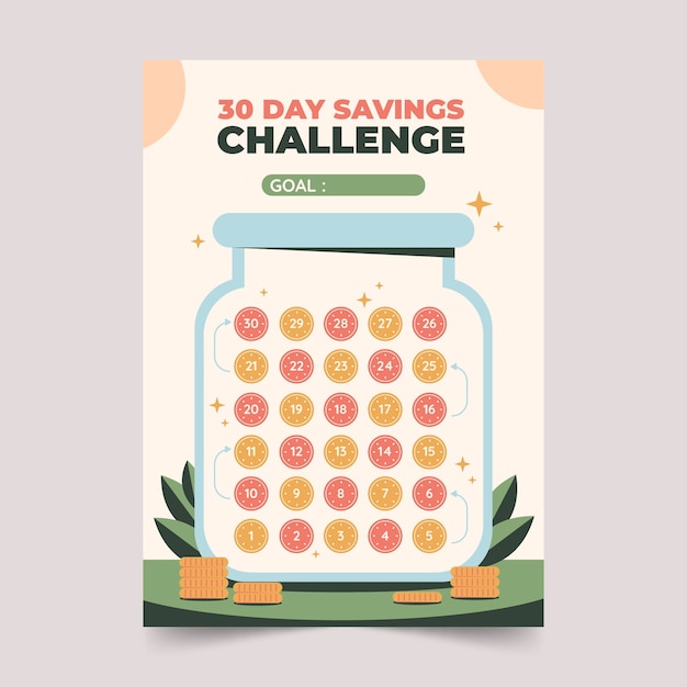 Free vector flat design savings challenge list template