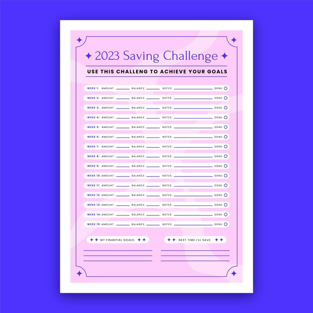 Flat design savings challenge template