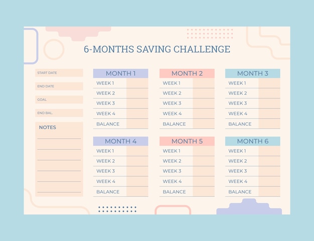 Flat design savings challenge template