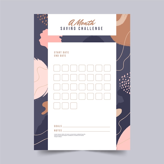 Free vector flat design savings challenge template