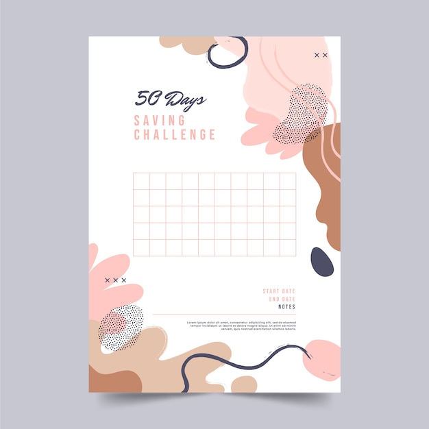 Free vector flat design savings challenge template