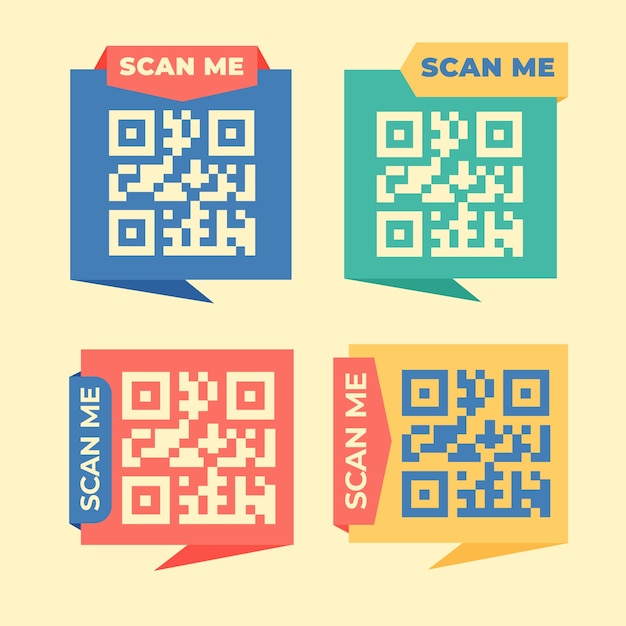 Free vector flat design scan me labels set