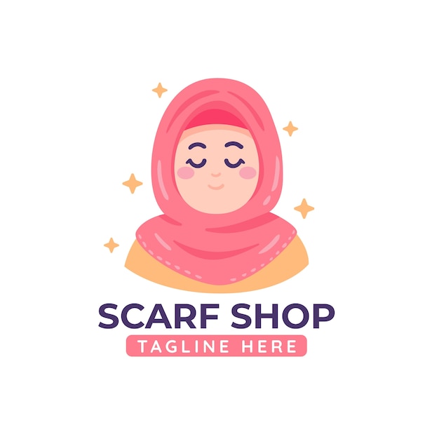 Flat design scarf logo template