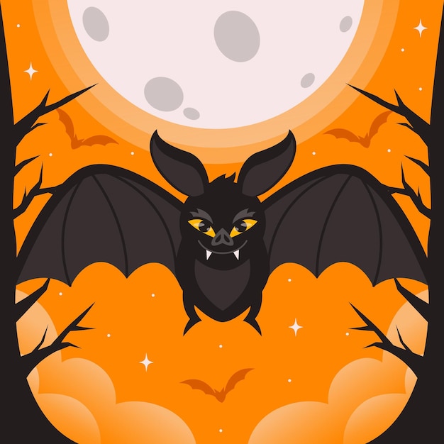 Free vector flat design scary halloween bat