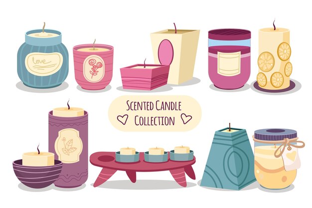 Flat design scented candle collection