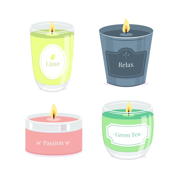 Flat design scented candle collection