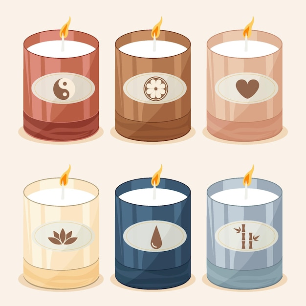 Free vector flat design scented candle collection