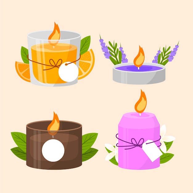 Flat design scented candle collection