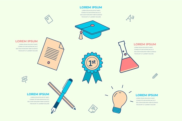 Flat design school infographics