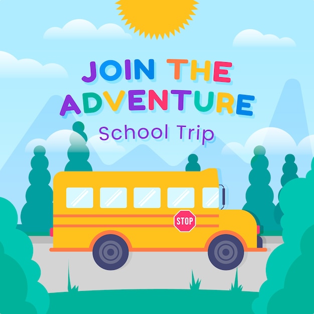 Free vector flat design school trip illustration