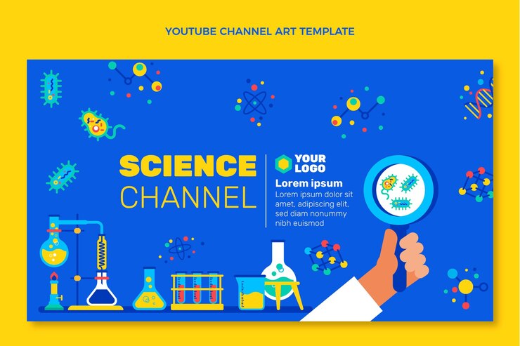 Free Vector flat design science channel youtube channel art