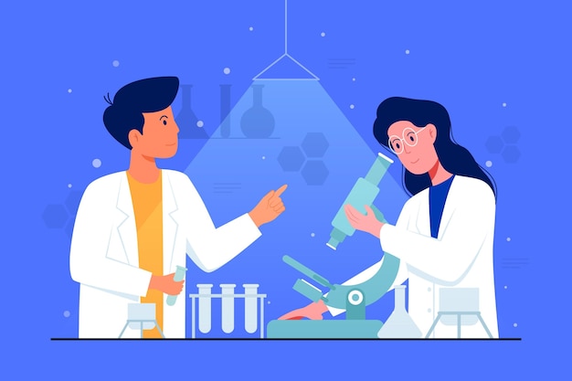 Free vector flat design science concept with microscope illustration