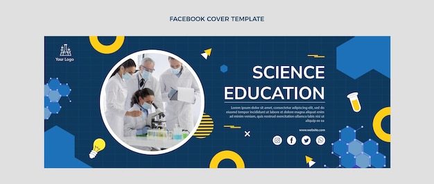 Vettore gratuito copertina di facebook di educazione scientifica di design piatto