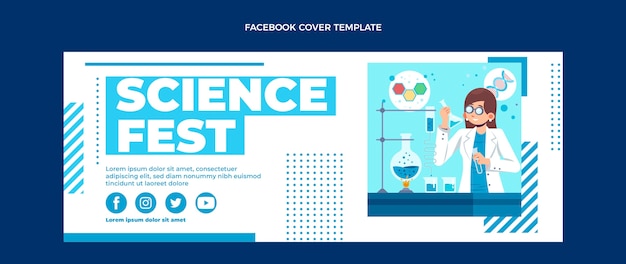 Vettore gratuito copertina facebook di scienza del design piatto