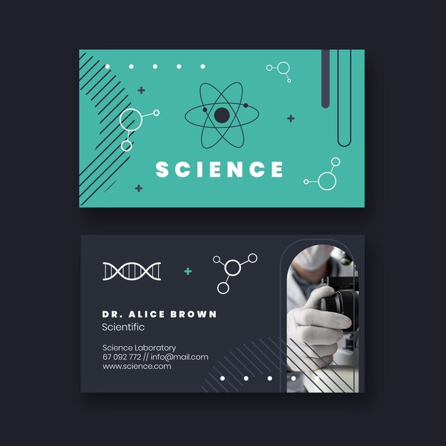 Flat design science horizontal business card