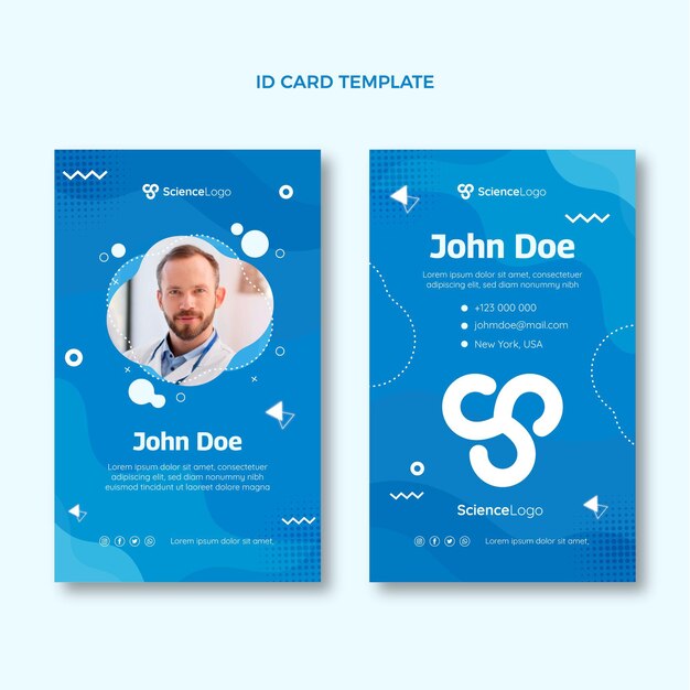 평면 디자인 과학 id 카드 템플릿