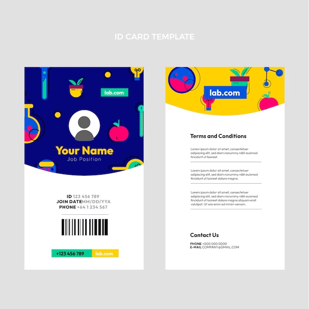 Free vector flat design science id card template