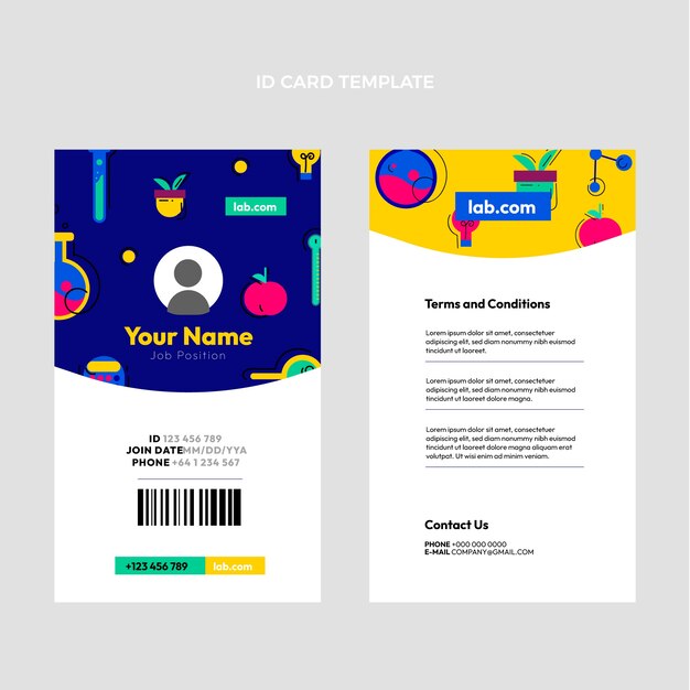 Flat design science id card template